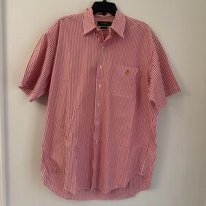 Lauren Ralph Lauren Pink Striped Short Sleeve Button-Down Shirt 100% Cotton